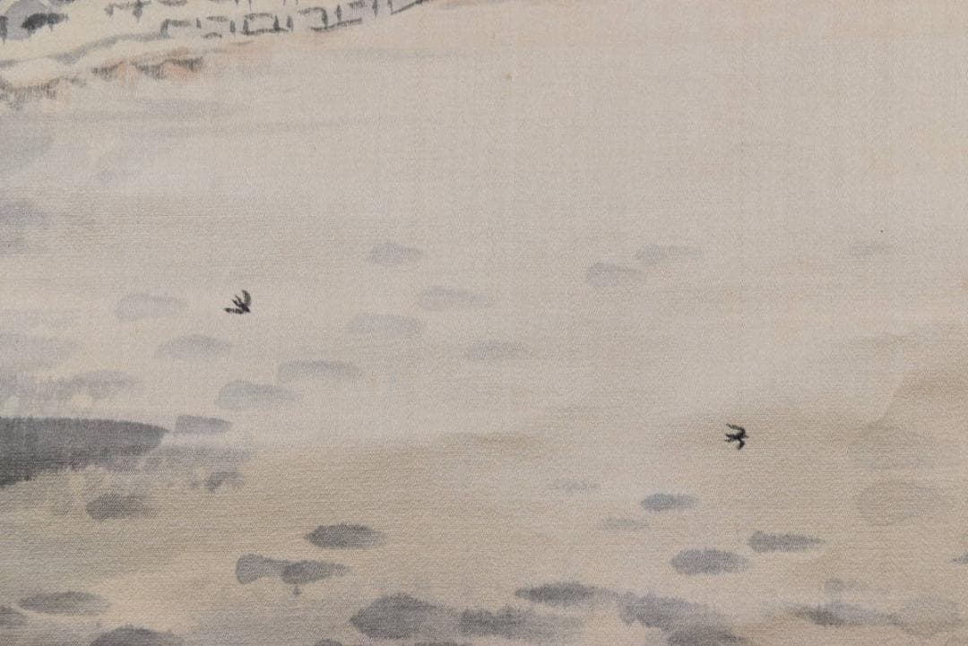 【真作】福田浩湖/西湖暁雨/中国山水図/山水人物図/掛軸/名家伝来/AA-573