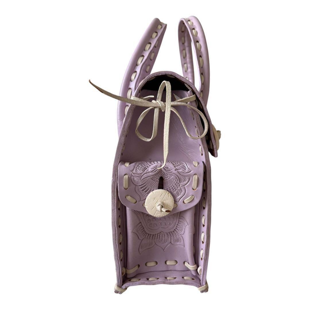 あ*ん様 良品　カービングトライブス　マエストラS ラベンダー　ハンドバッグ