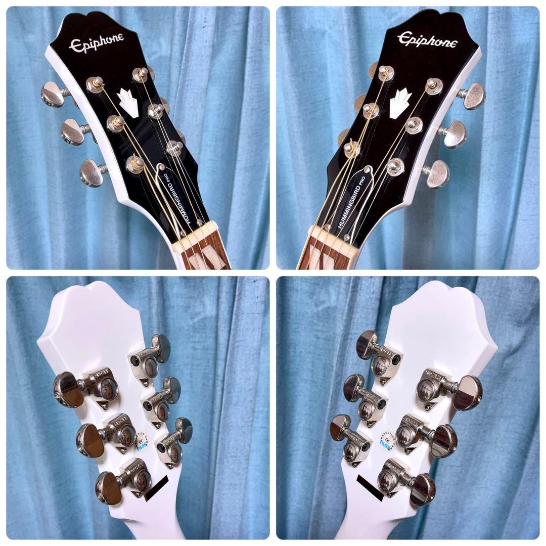 【希少☆牛骨☆エレアコ】Epiphone☆ハミングバード☆限定カラー☆ホワイト☆