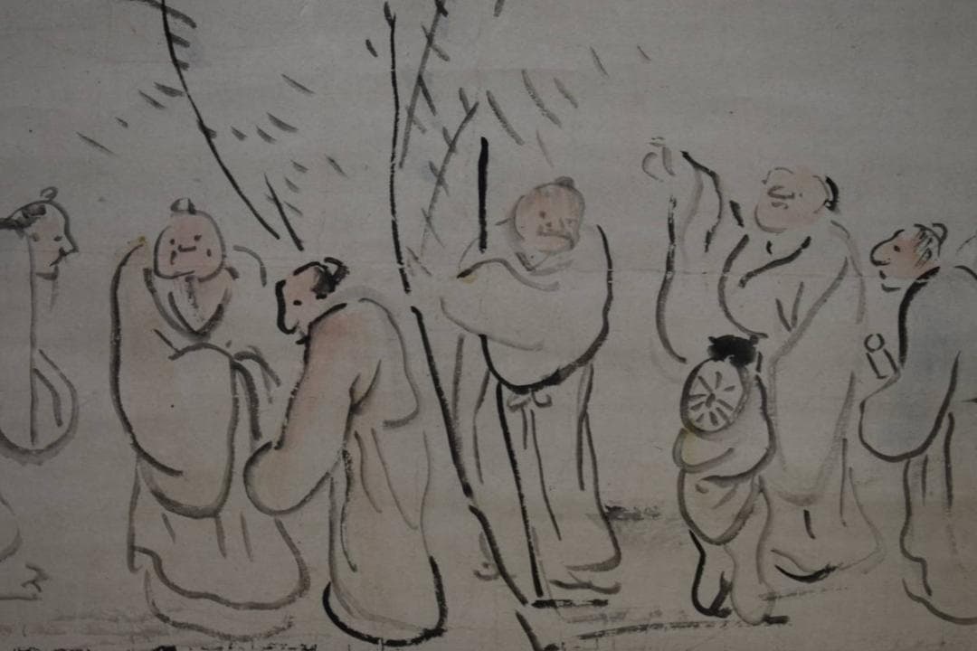 模写/池大雅/竹林七賢人図/絹表装/布袋屋掛軸HF-785