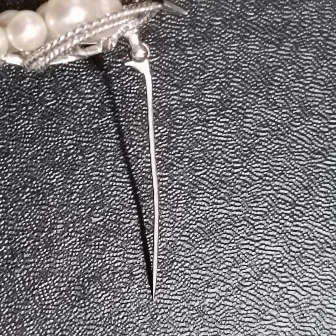 ミキモト パール　11粒　ブローチ　コサージュ　リボン　SV