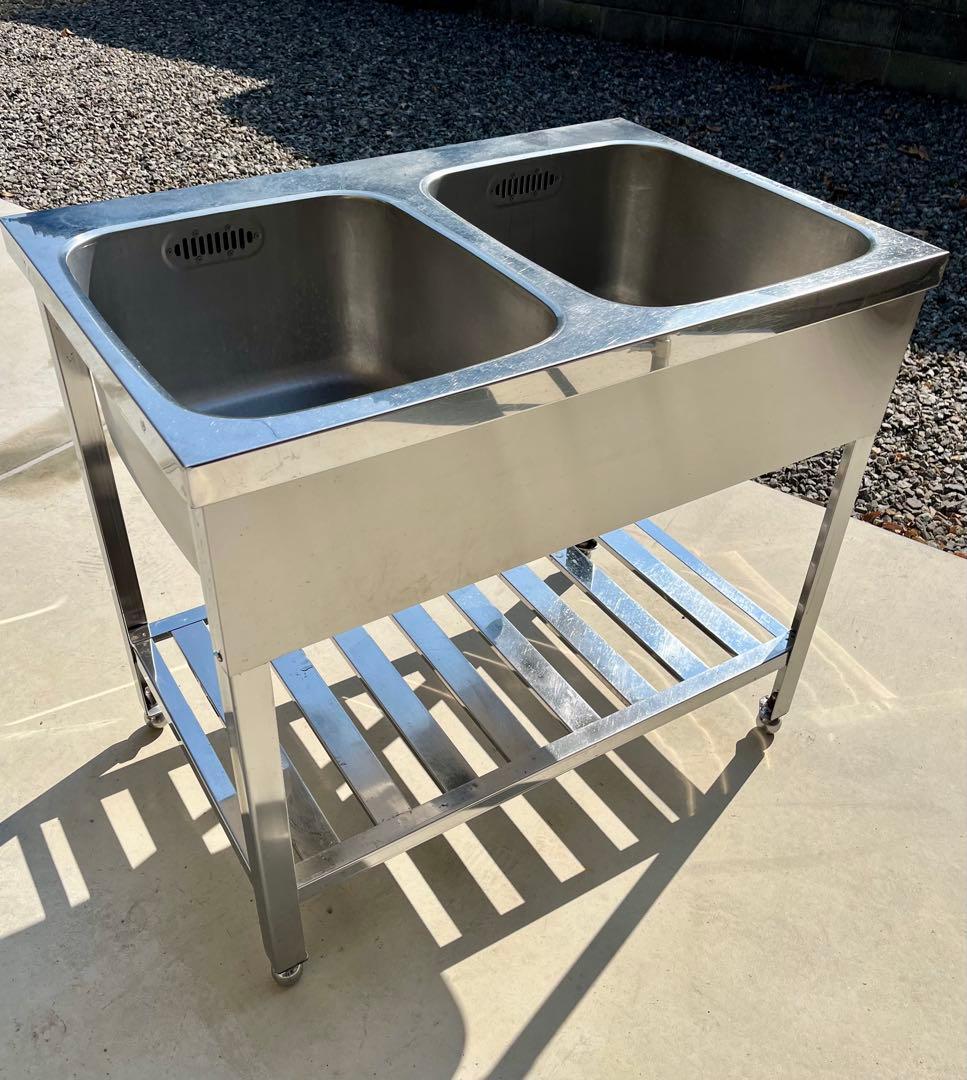ステンレス2槽シンク 流し台　900×600×800