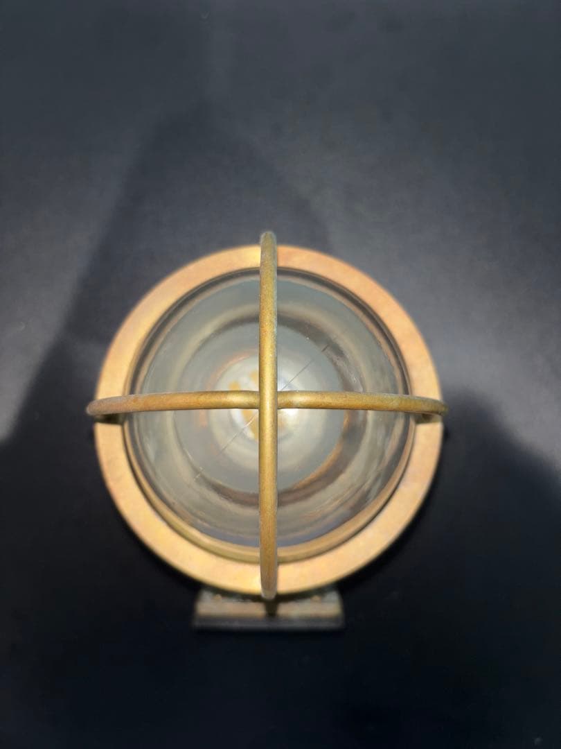 中古　松本船舶　マリンランプ　2号フランジ(ゴールド) 真鍮　LED電球付き　②