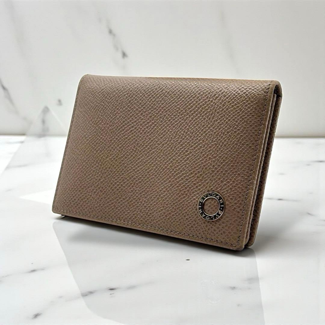 極美品✨BVLGARI ブルガリ 名刺入れ レザー グレージュ 本革 ビジネス