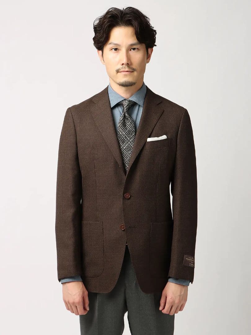 H*N様 ブラウン シングル ビジネス　ジャケットCANONICO／ウールメッシ