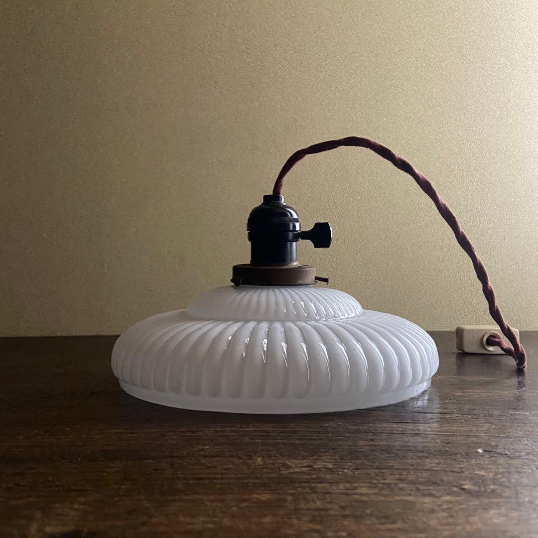 大正浪漫　電笠　乳白ガラス　アンティーク　天井照明