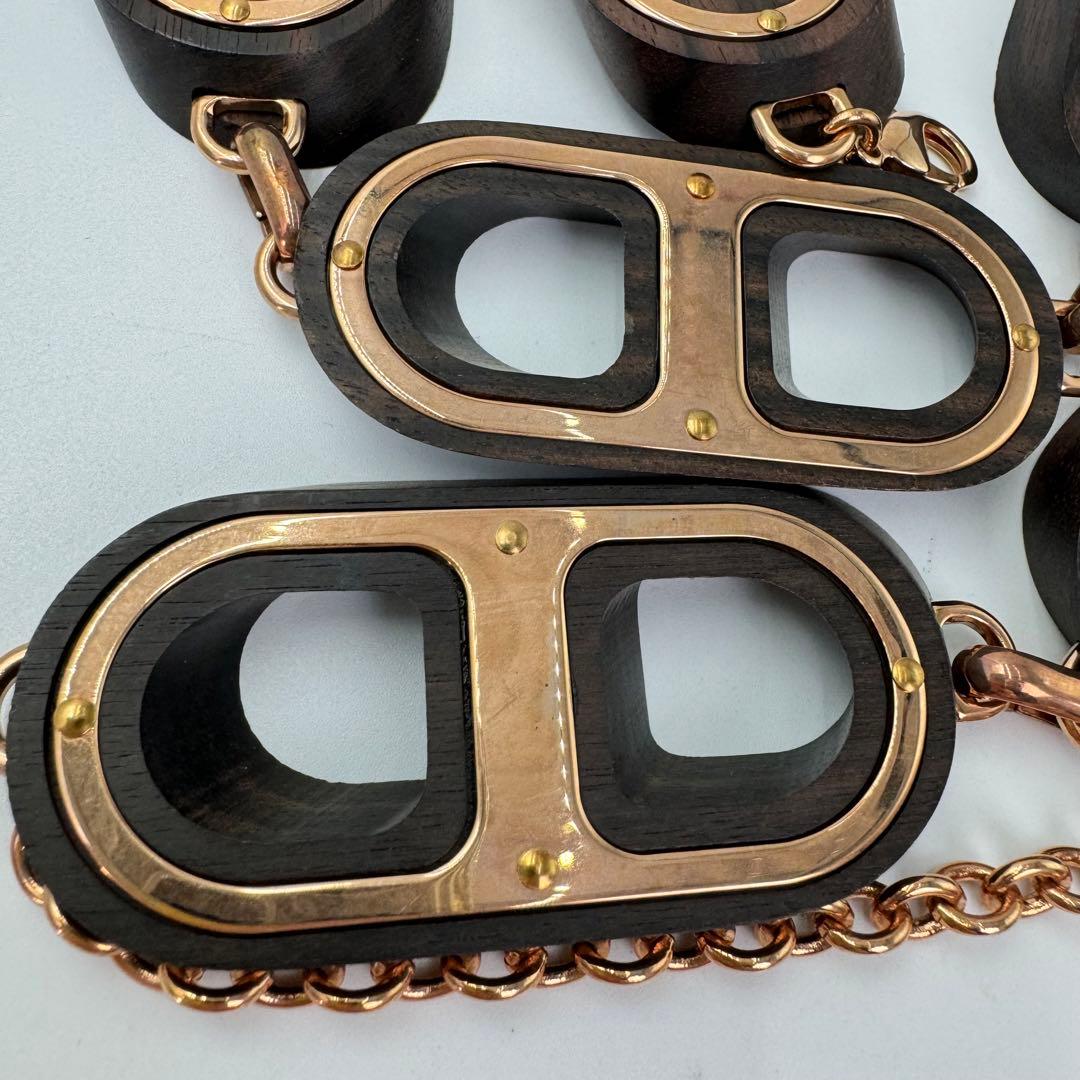 【希少】CELINE チェーンベルト　ウッド　ゴールド　マカダム　ロゴ