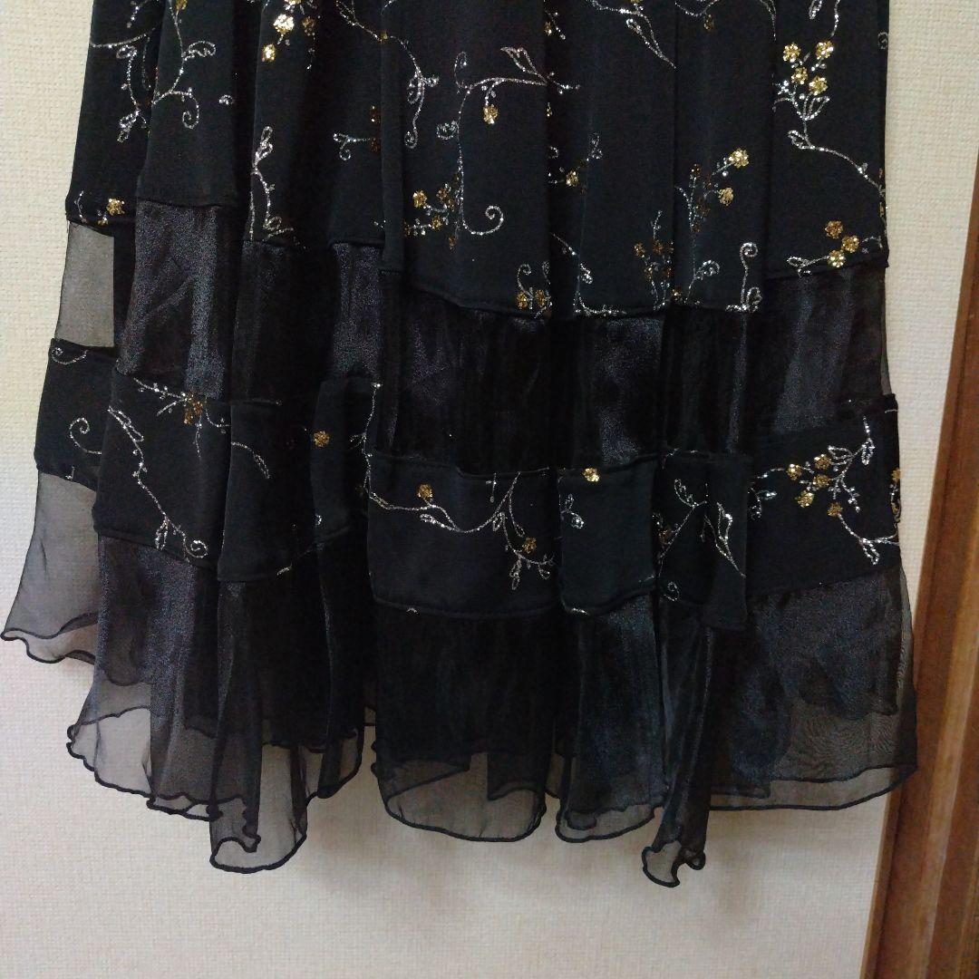 社交ダンスレッスン着　きらきら装飾スカート