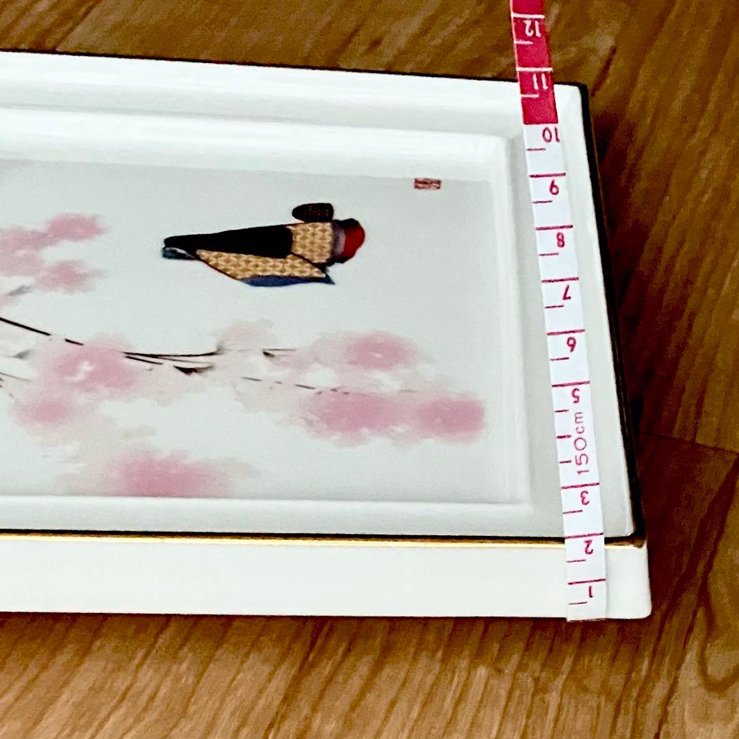 切り絵 作家 宮田雅之 源氏物語 「 若紫 」 陶額 陶板画 飾り額 桜 春