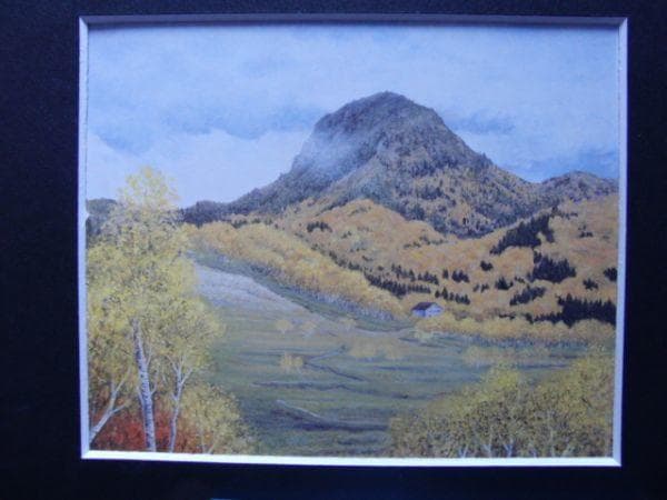 原田 満佐子 【爽秋笠々岳】 希少画集画、状態良好、新品高級額装付
