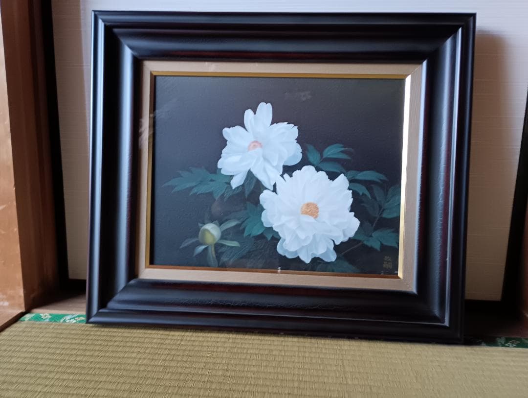 「白鶴牡丹」 油彩画 F6号 小林政嗣