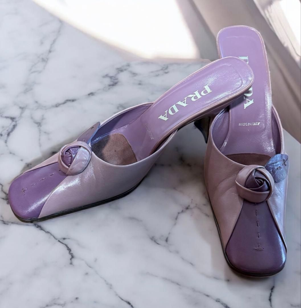 PRADAミュールサンダル パープル系 サイズ38 箱付き