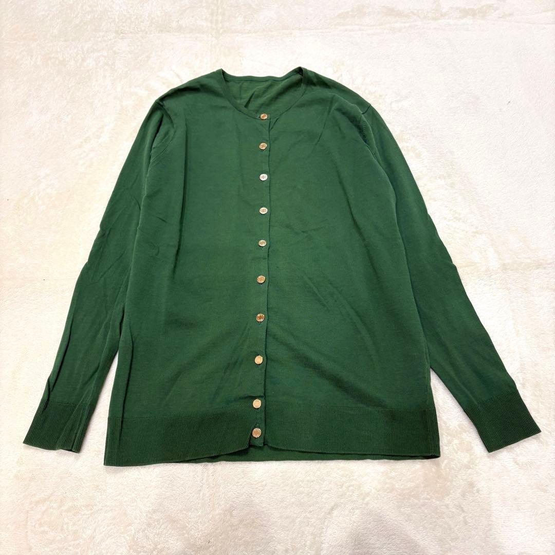 未使用級ミューズドゥーズィエムクラスFFカーディガン金ボタングリーンクルーネック