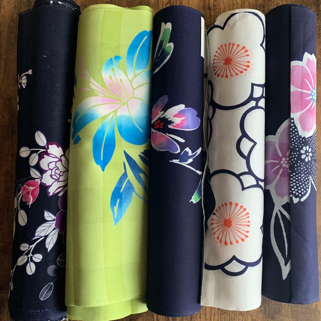 ①【5反】　浴衣　反物　一反　レディース　女性　ゆかた　生地　着尺　未仕立て