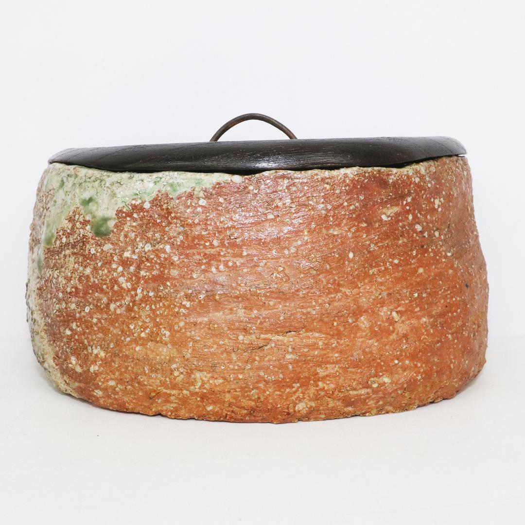 三日月形 水指 木蓋 茶道具 水差し 信楽焼