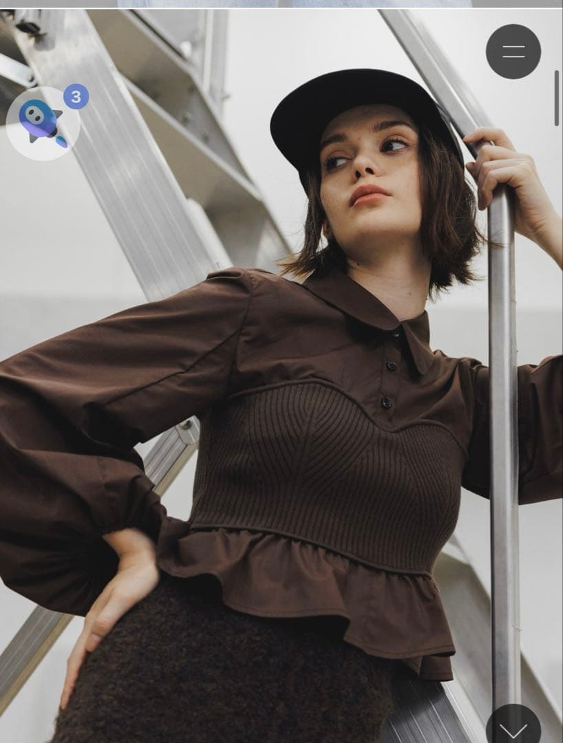 トップス willfully knit bustier docking peplum BL