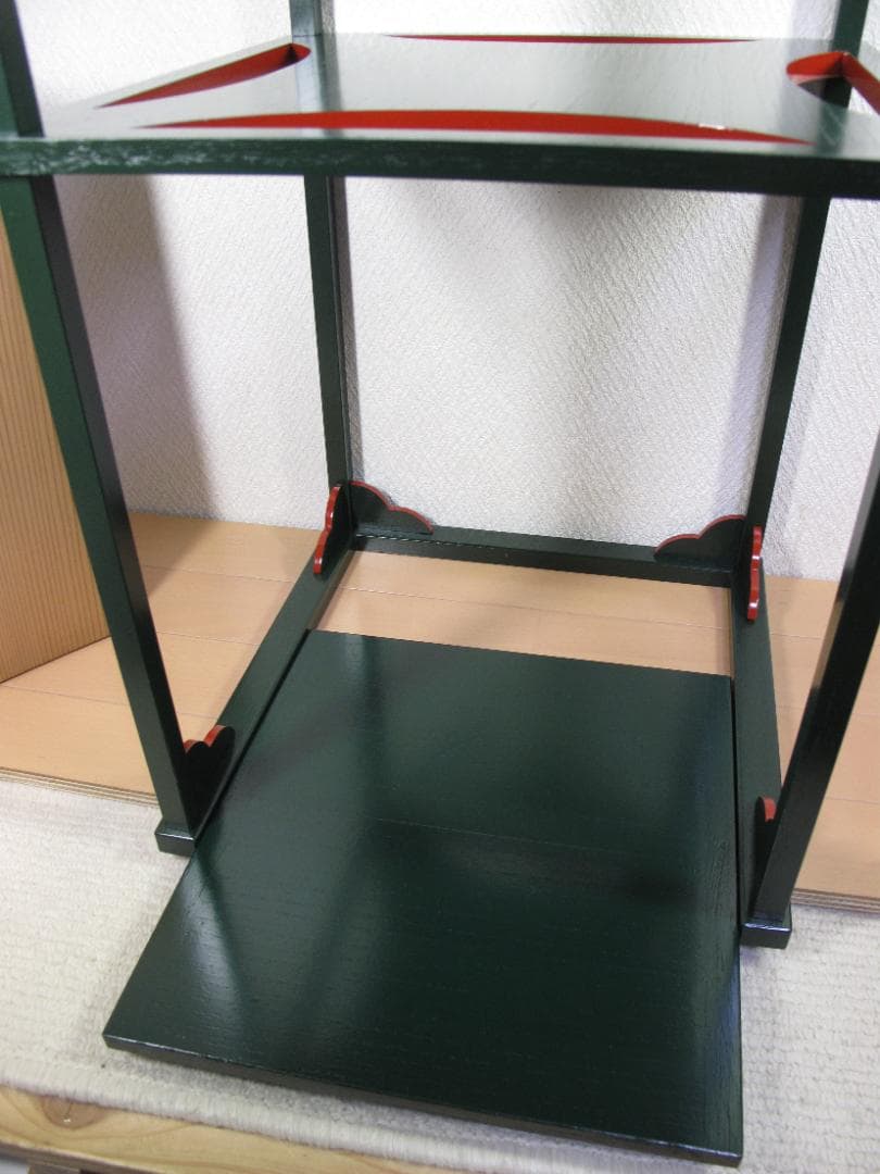 茶道具　糸巻棚　青漆塗　京塗師　川瀬表完作