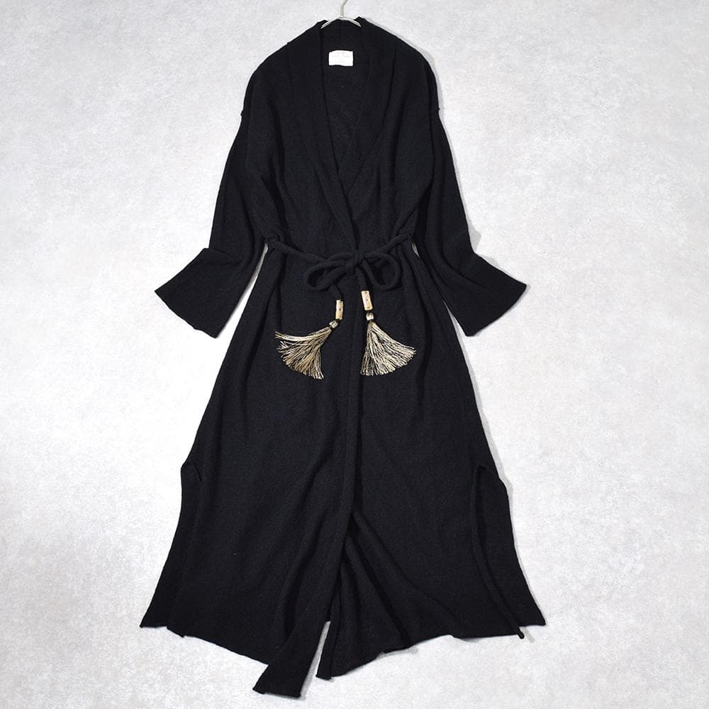 forte_forte カシミヤ ガウン ロングカーディガン タッセル紐付き