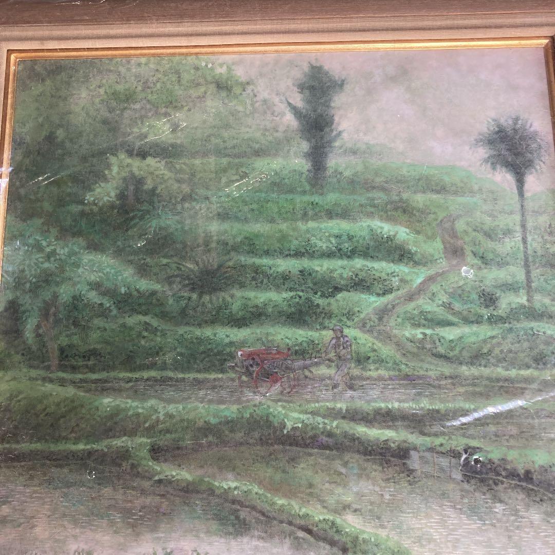 中出信昭 日本画　  タイトル　『水田乃頃』　真作