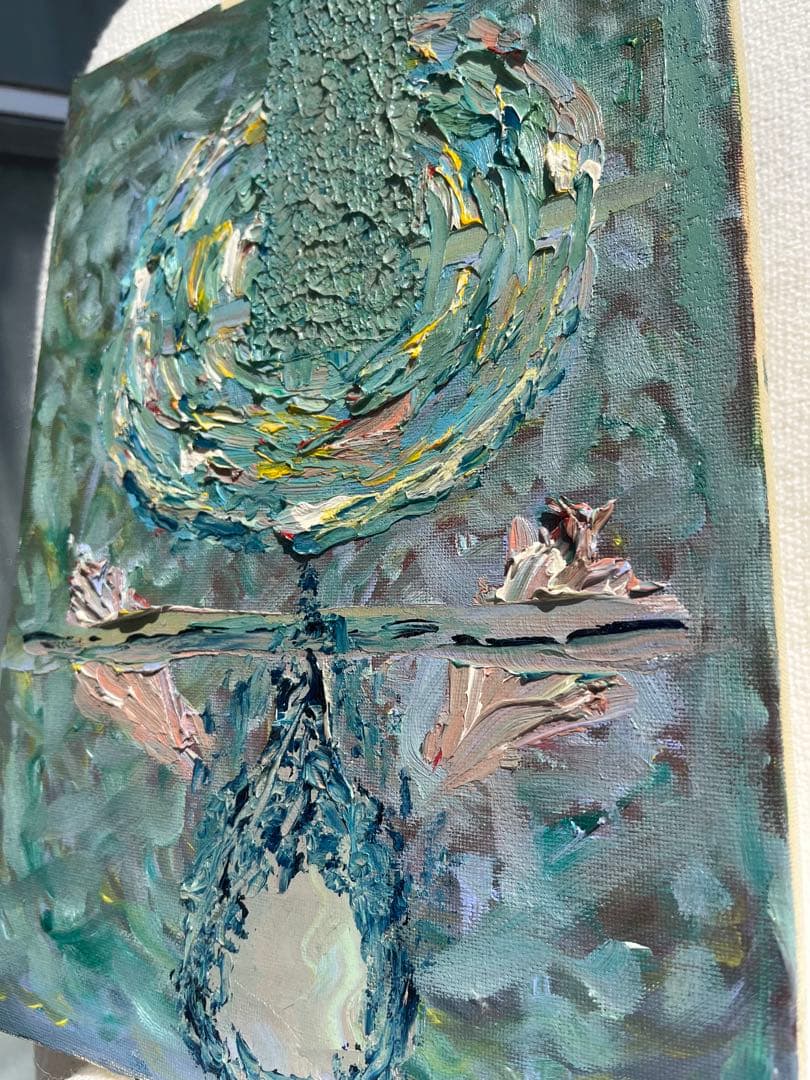 斜みゆく心　油絵　油彩