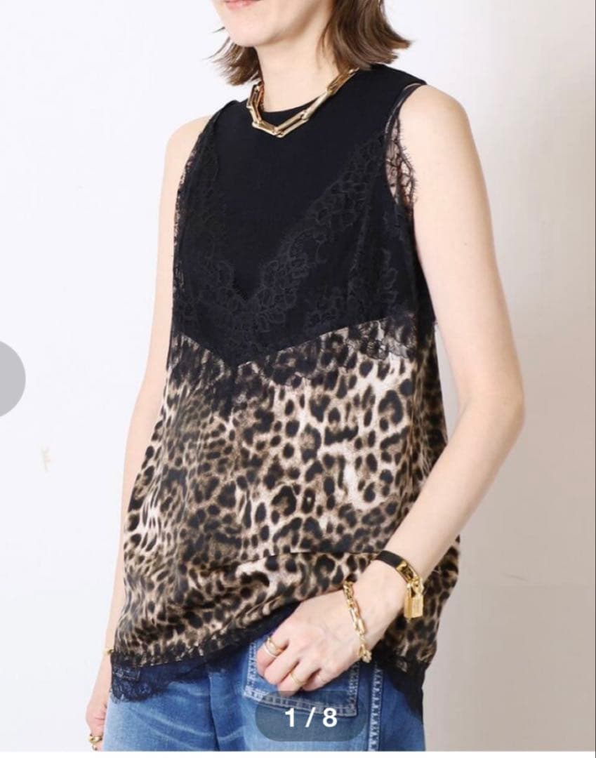 MUSE ミューズ　LEOPARD LACE Col Pierrotキャミソール