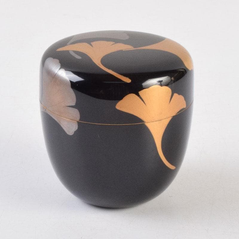 茶道具　塗師　越山作　銀杏蒔絵　中棗　共布共箱　V　9193