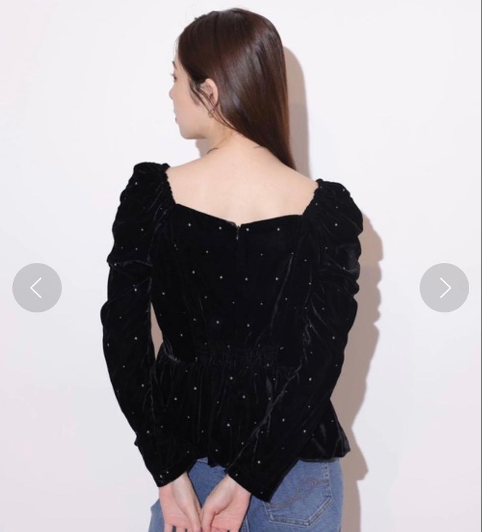 ベロア刺繍ペプラムブラウス　Rirandture