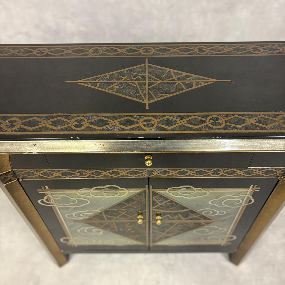 和モダン キャビネット 金彩装飾 引き出し・扉付き 収納家具