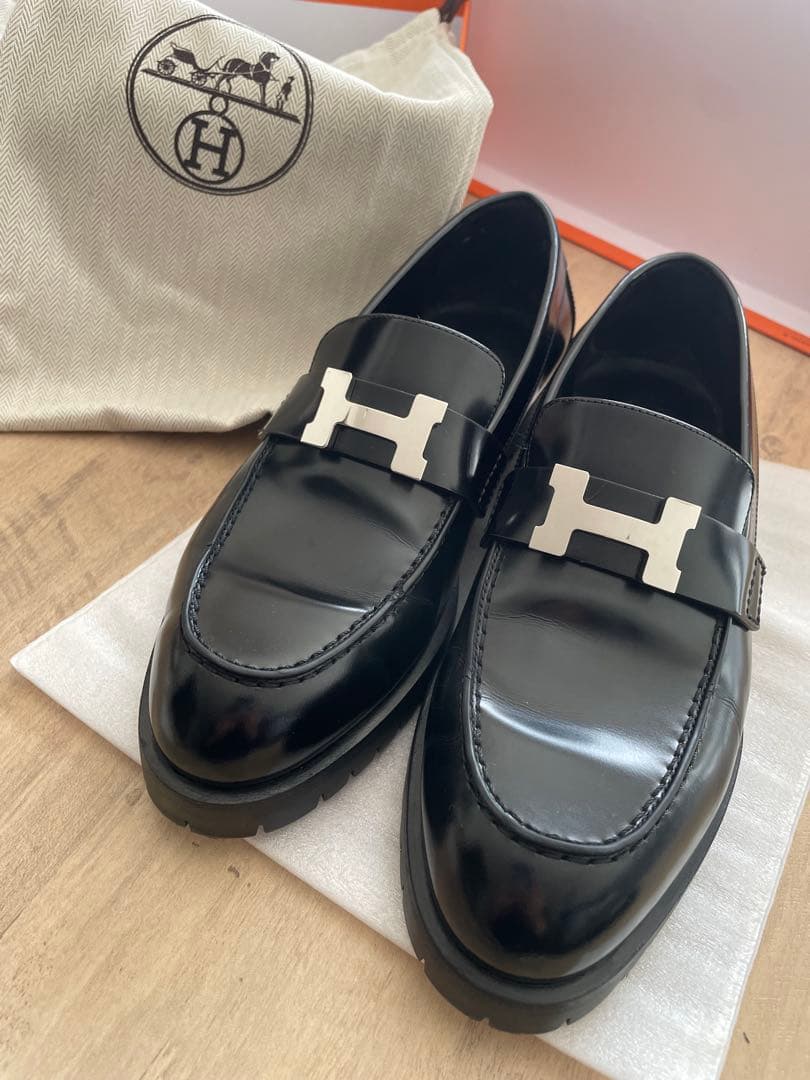 me　美品エルメス　ローファー フォーブル　36.5センチ　モカシン　厚底