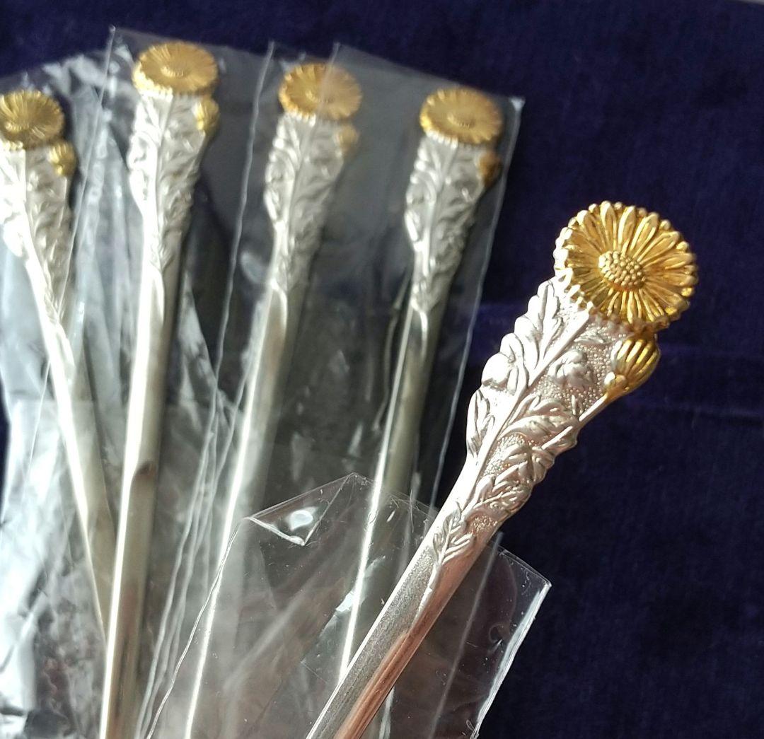 清課堂 菊 菓子切 5本組 銀 sv925 布製鞘なし❇️状態良好