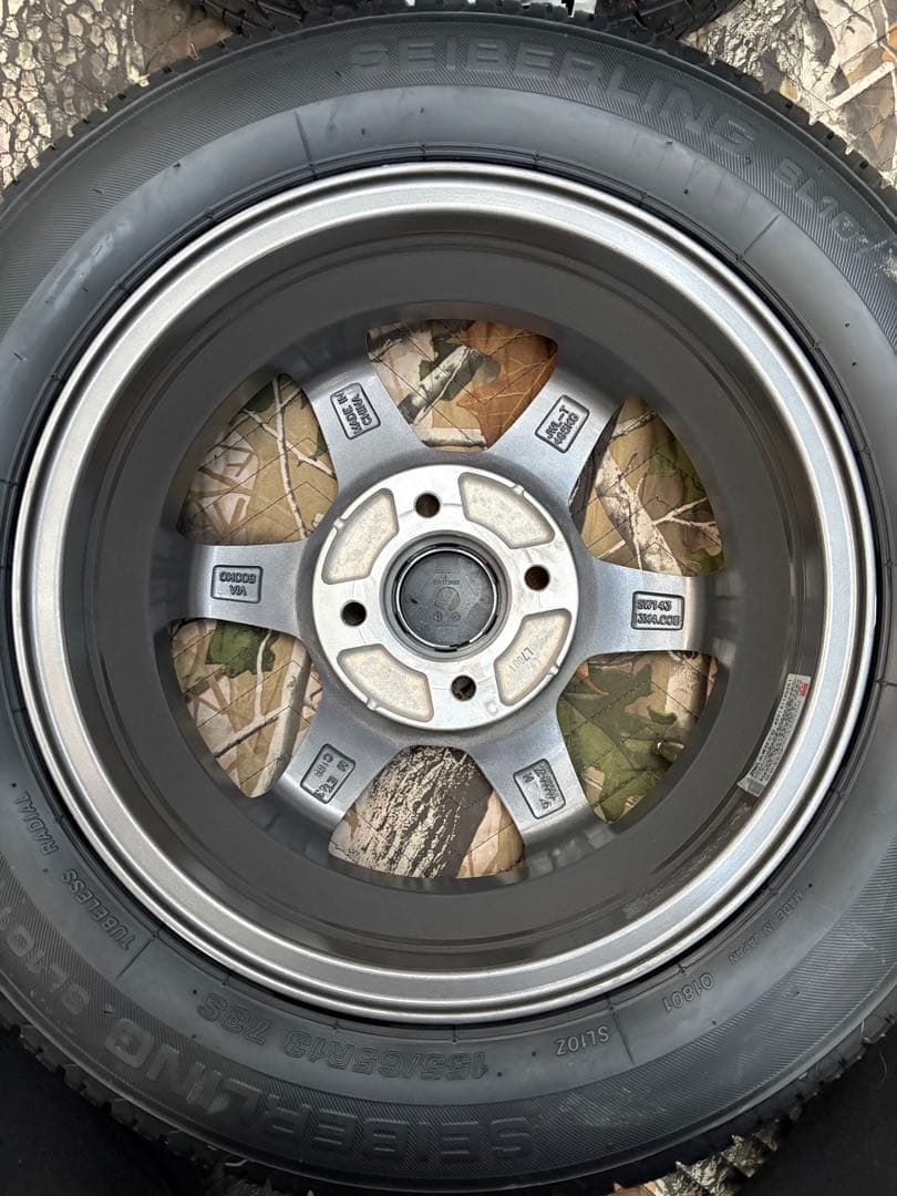 ⑥155.65.13 新品タイヤ4本と中古美品ホイールと「ホイールナットなし」