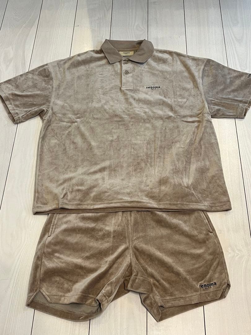 【希少】renomaレノマ ベロアセットアップ 半袖ポロシャツＬ＆ハーフパンツＭ