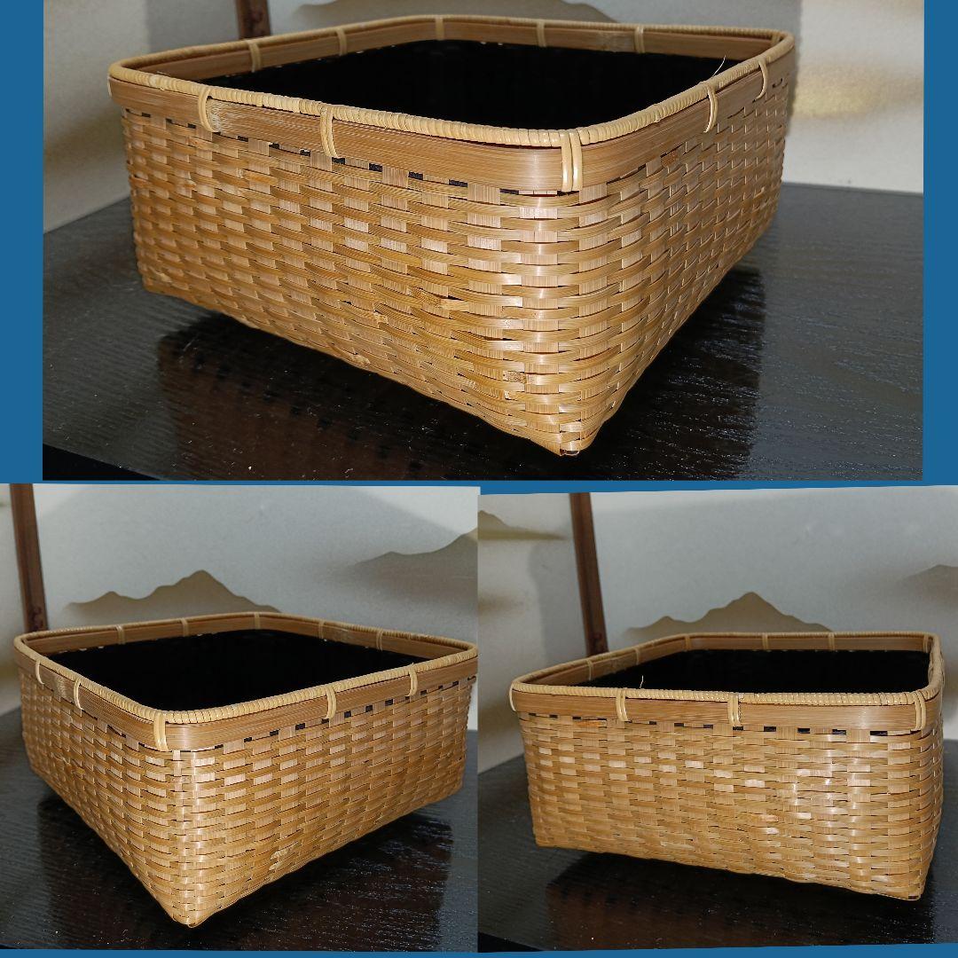 AN71 茶道具 松山篭 炭斗 平安 竹美斎造 共箱共布外側 未使用