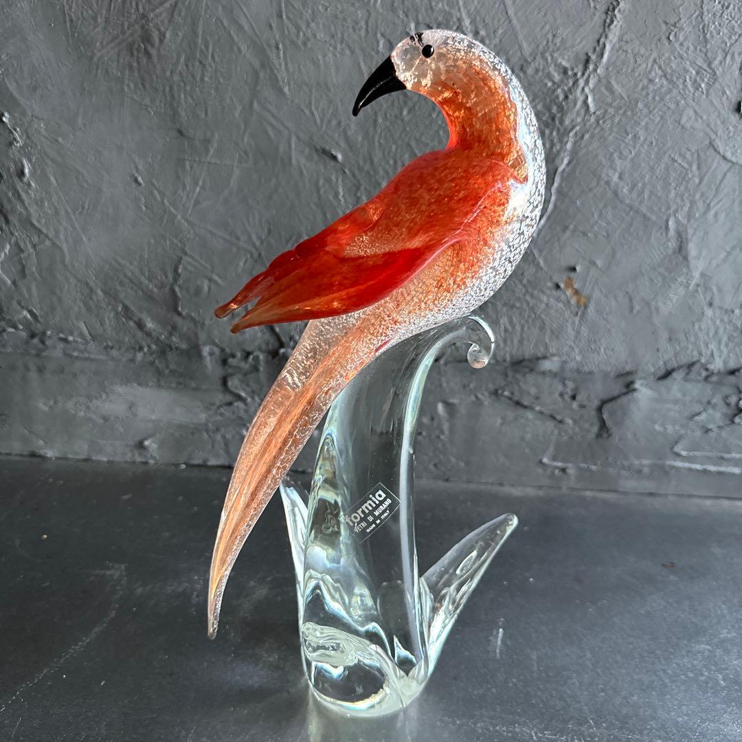 瞬間お値下げ‼️すごい存在感！イタリア製ムラーノガラス　フォルミア社製オウム置物