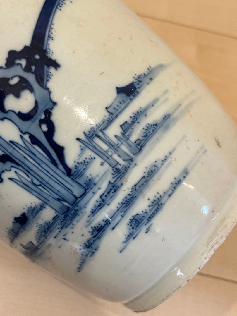 清早期　青花染付人物図大花瓶　中国美術唐物