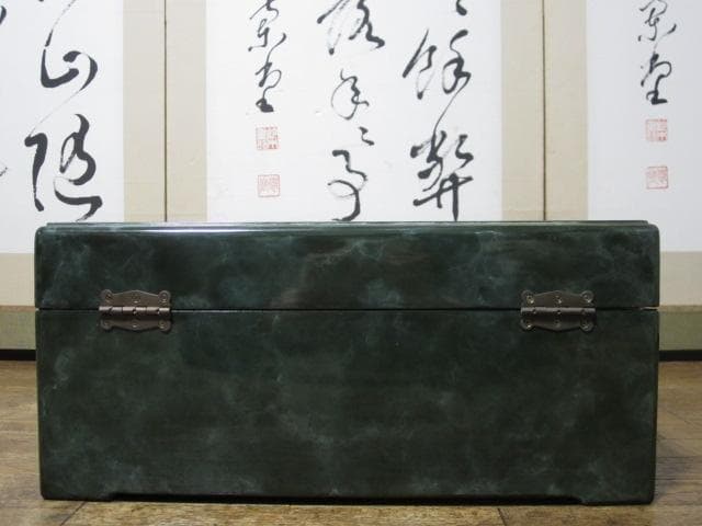 漆塗 中国美術 真鍮金具 花文様図 保管箱/宝石箱/ジュエリーケース/小物入れ