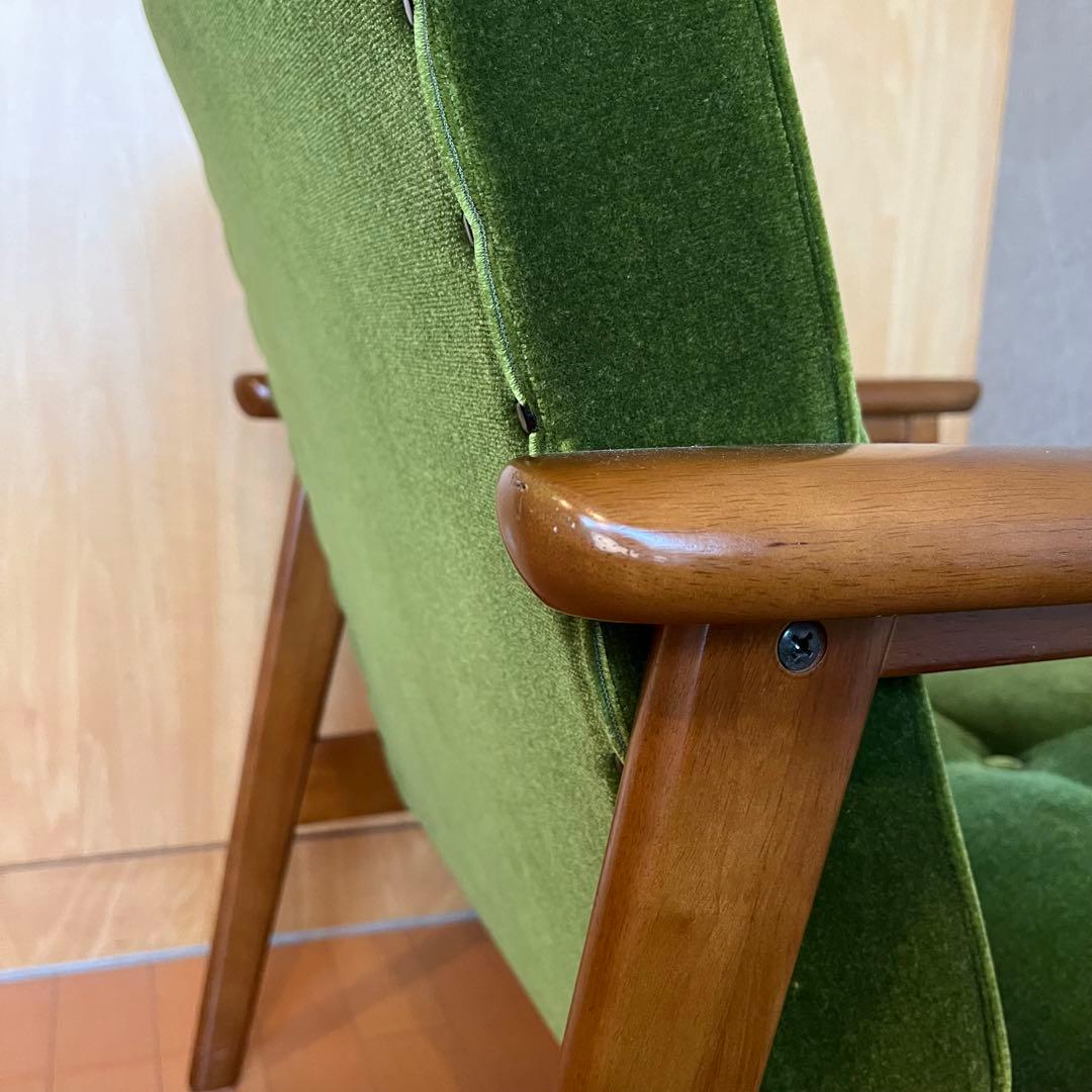 カリモク60 一人掛けソファ　モケットグリーン