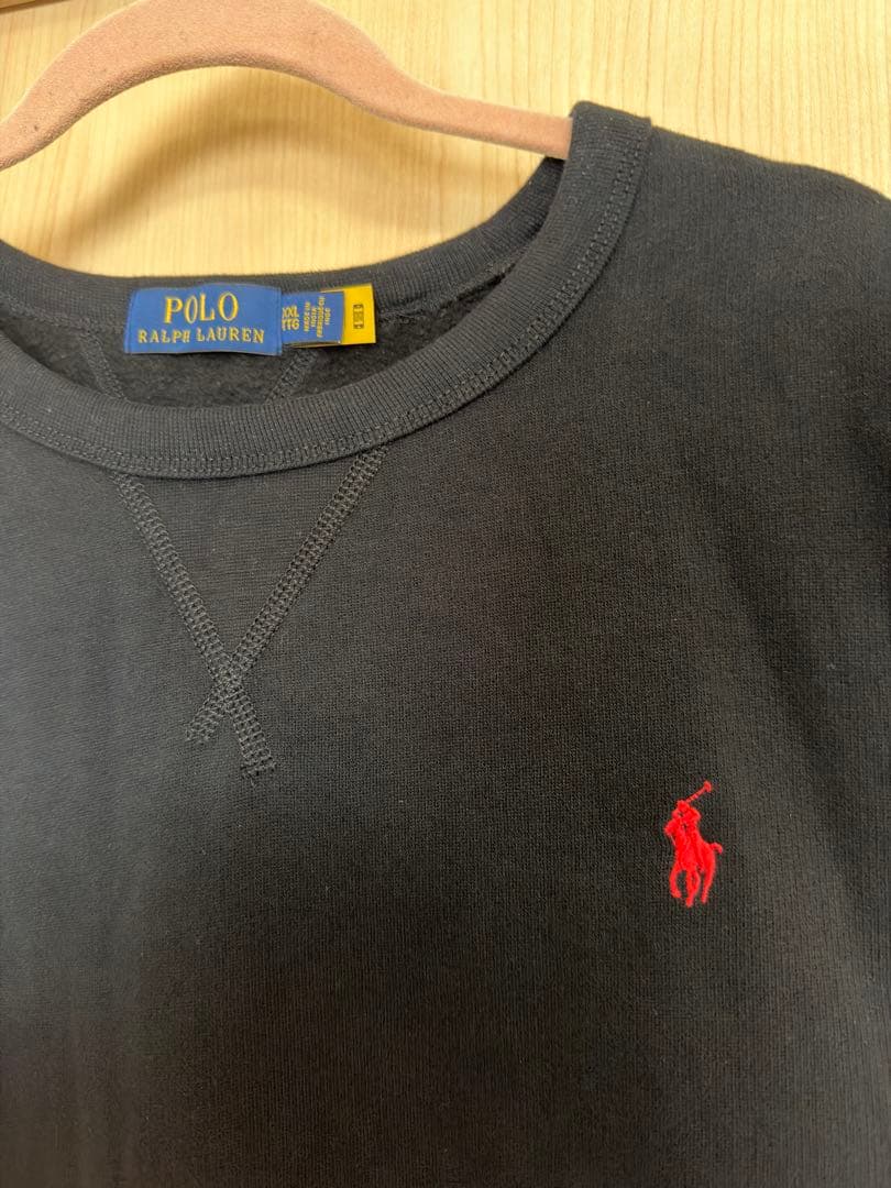 大きいサイズ ポロラルフローレン メンズ 裏起毛 スウェットシャツ 黒 ブラック