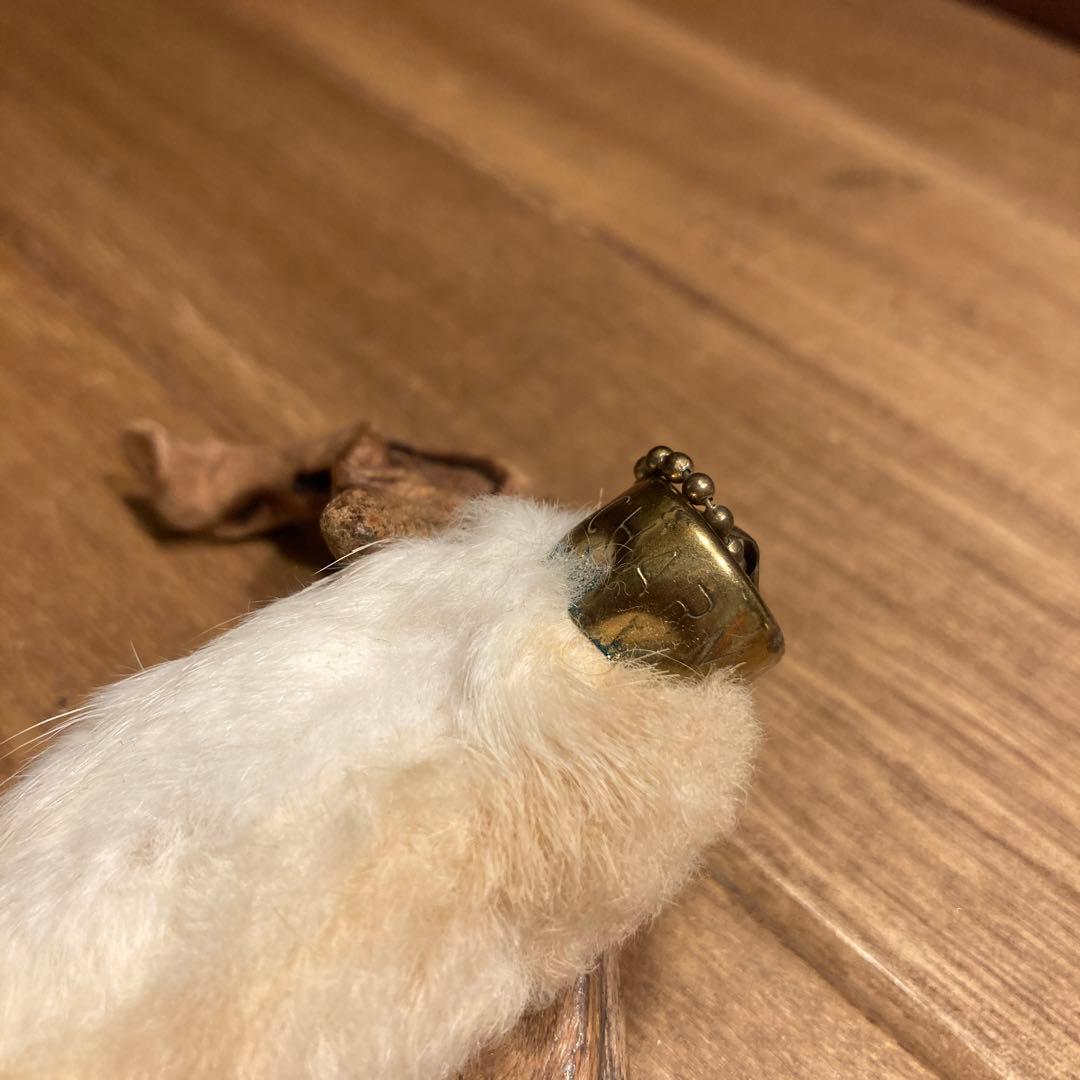 USA製 ビンテージラビットフットキーチェーン ラッキーチャーム　アメリカ　白