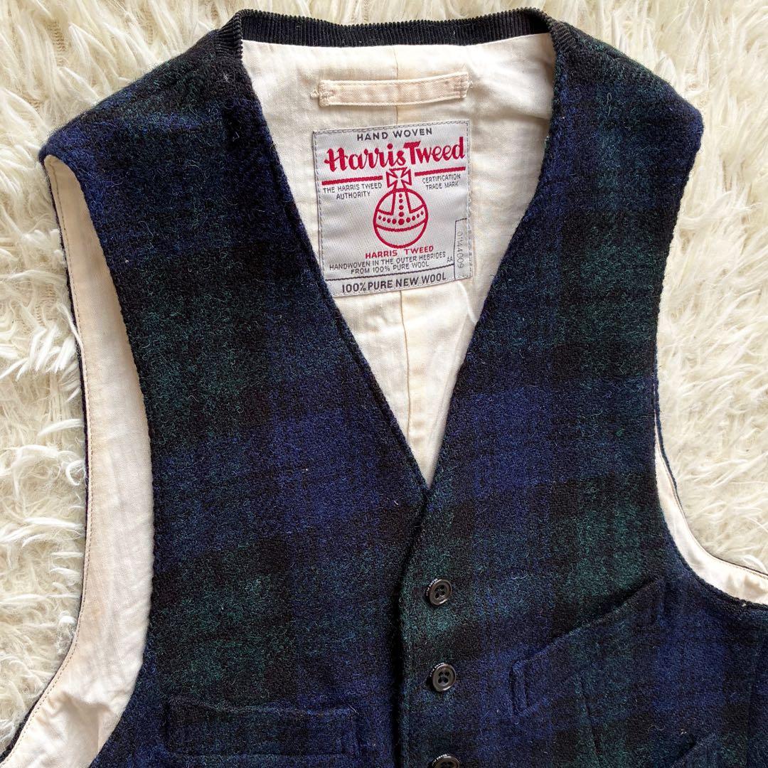 BEAMS+ ハリスツイード ブラックウォッチチェック ジレ ベスト Ｍ