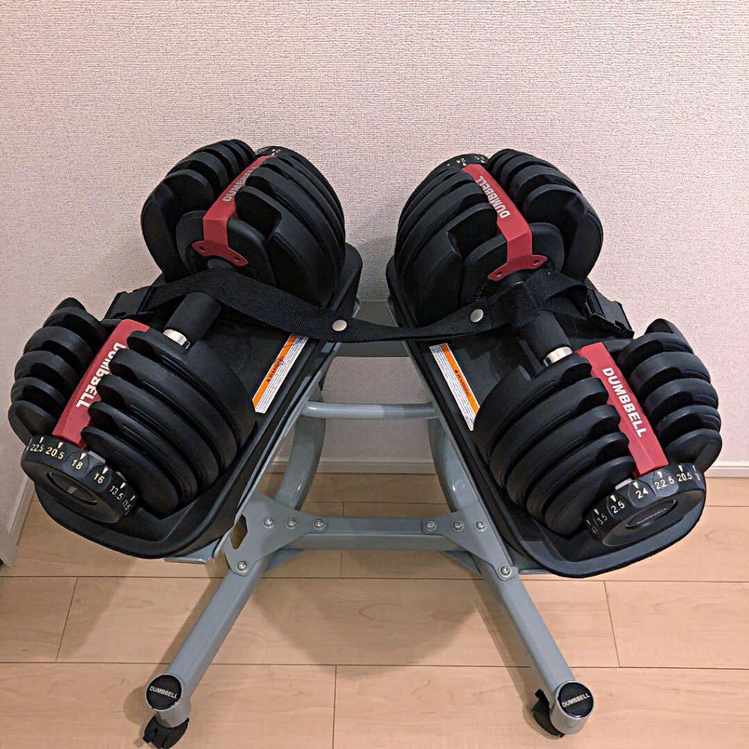 アジャスタブルダンベルとローラー強化したラックのセット