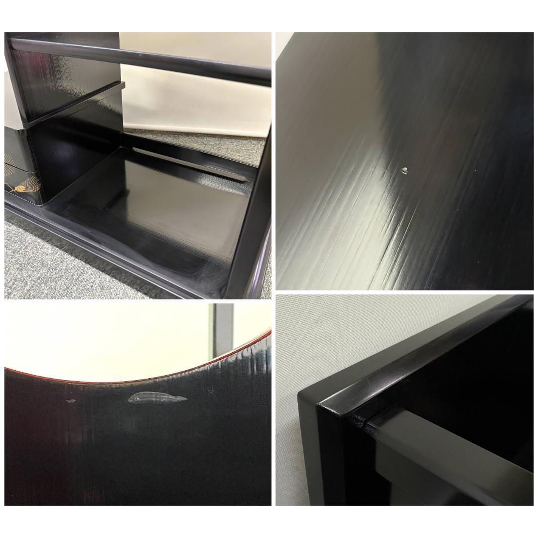 美品 森繁 モリシゲ MORISHIGE 香川漆器 黒漆塗 高級 茶棚 伝統工芸