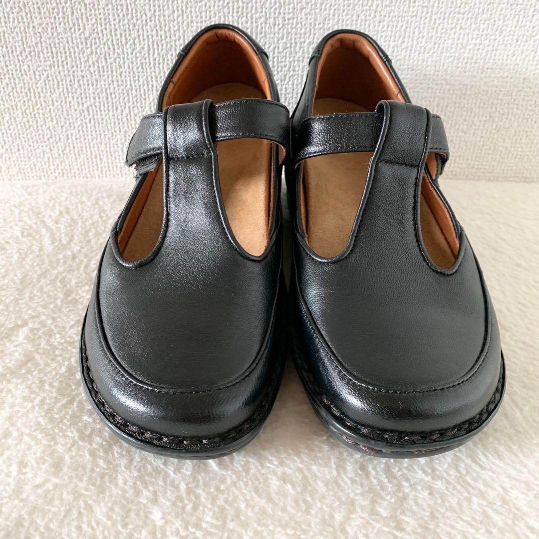 【美品】HPS コンフォート シューズ　ローファー　 Tストラップ　シープスキン