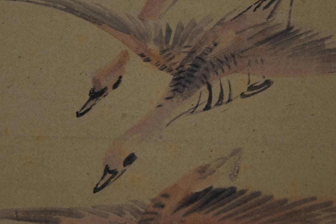 【真作】松村呉春/雁図/雪中飛雁図/掛軸/名家伝来/AA-230