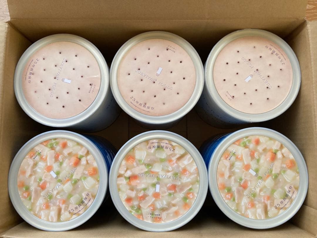 サバイバルフーズ クラッカー&チキンシチュー 大缶 各3個 2041年3&6月迄