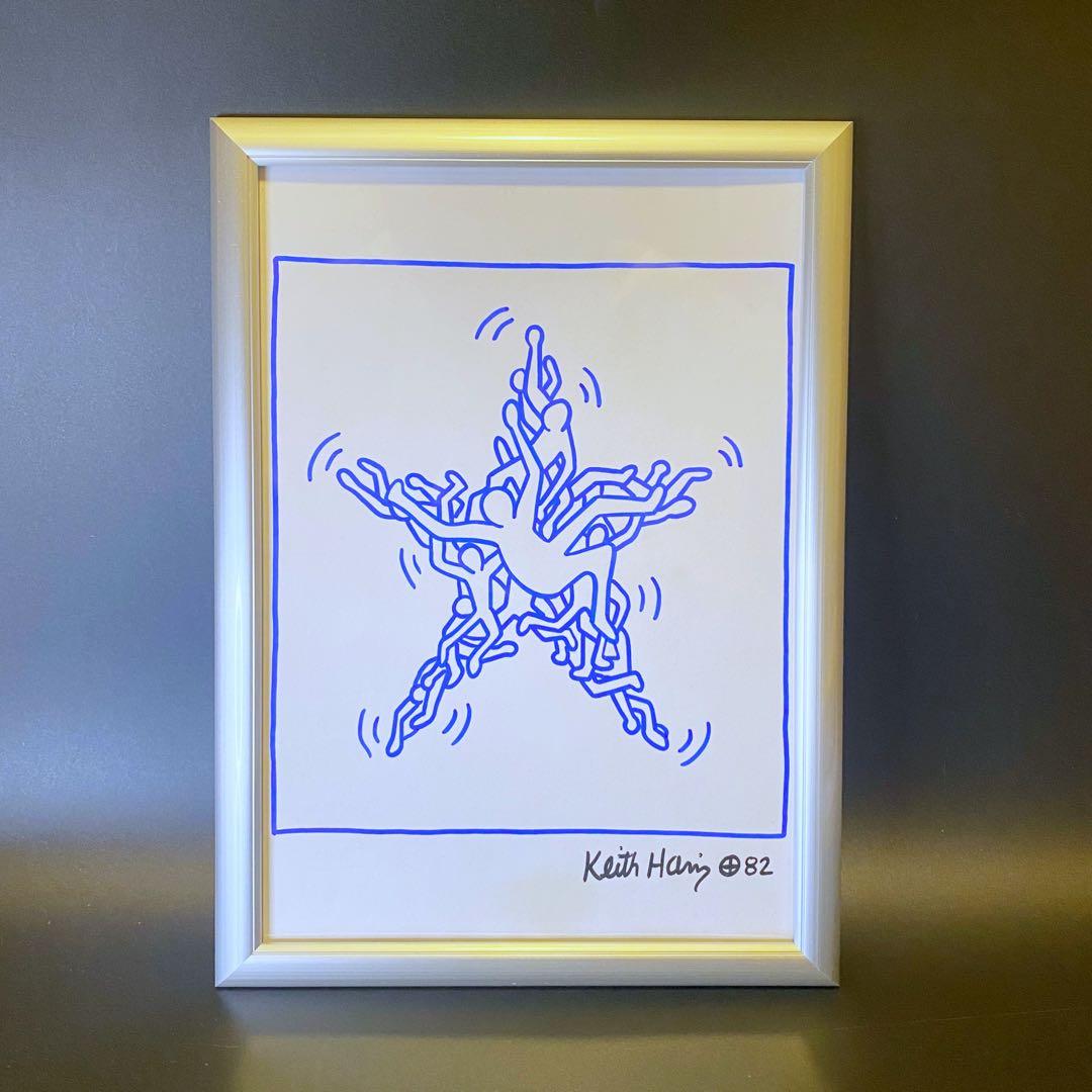 希少! 模写 キース・ヘリング ミクストメディア 原画 証明書 額装済 サイン入