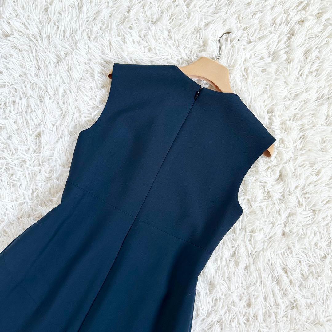 【未使用級♡着用1回】ヨーコチャン　スリットラインパールワンピース　ネイビー36