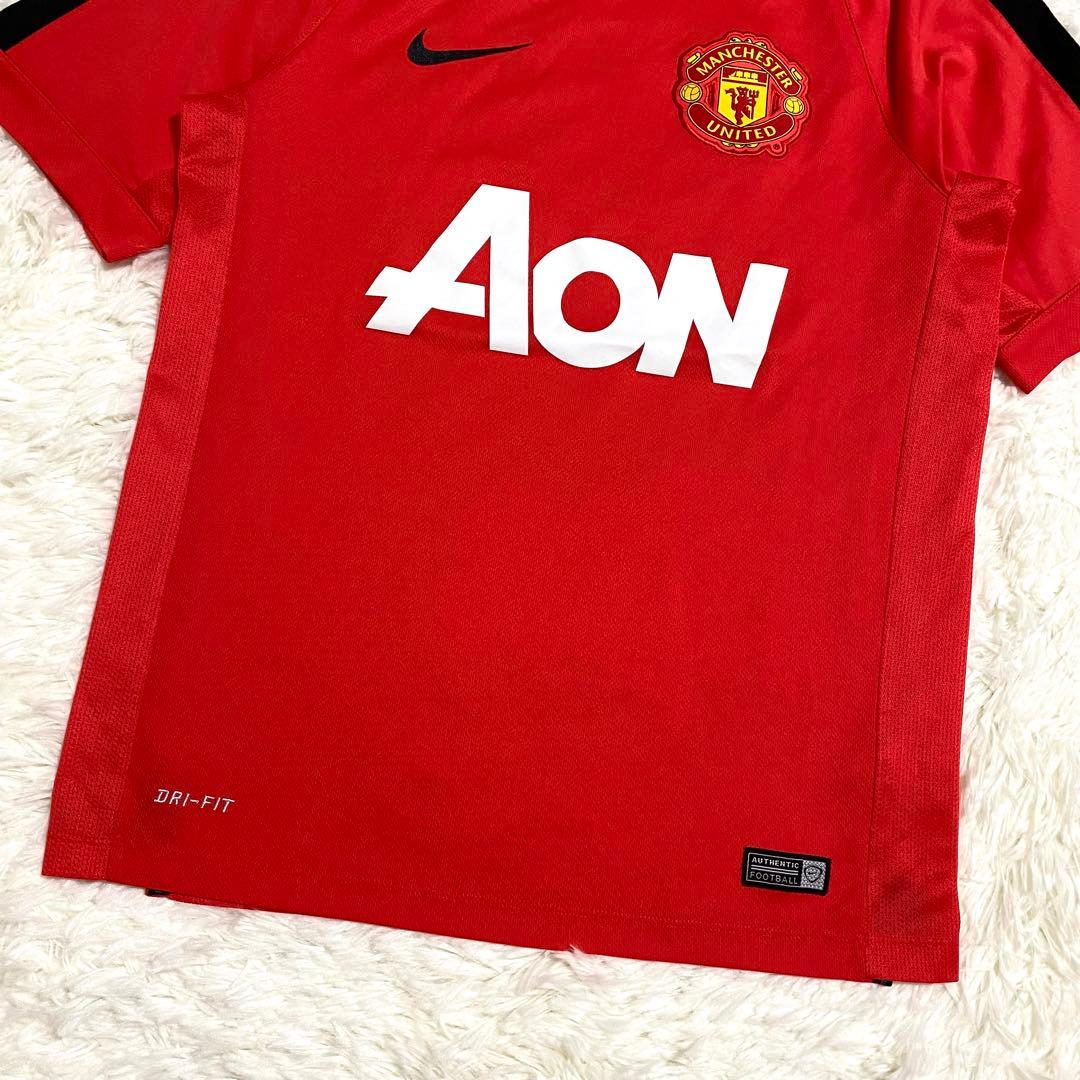 ナイキ　マンチェスターU　ゲームシャツ　Tシャツ　刺繍ロゴ　レッド　L