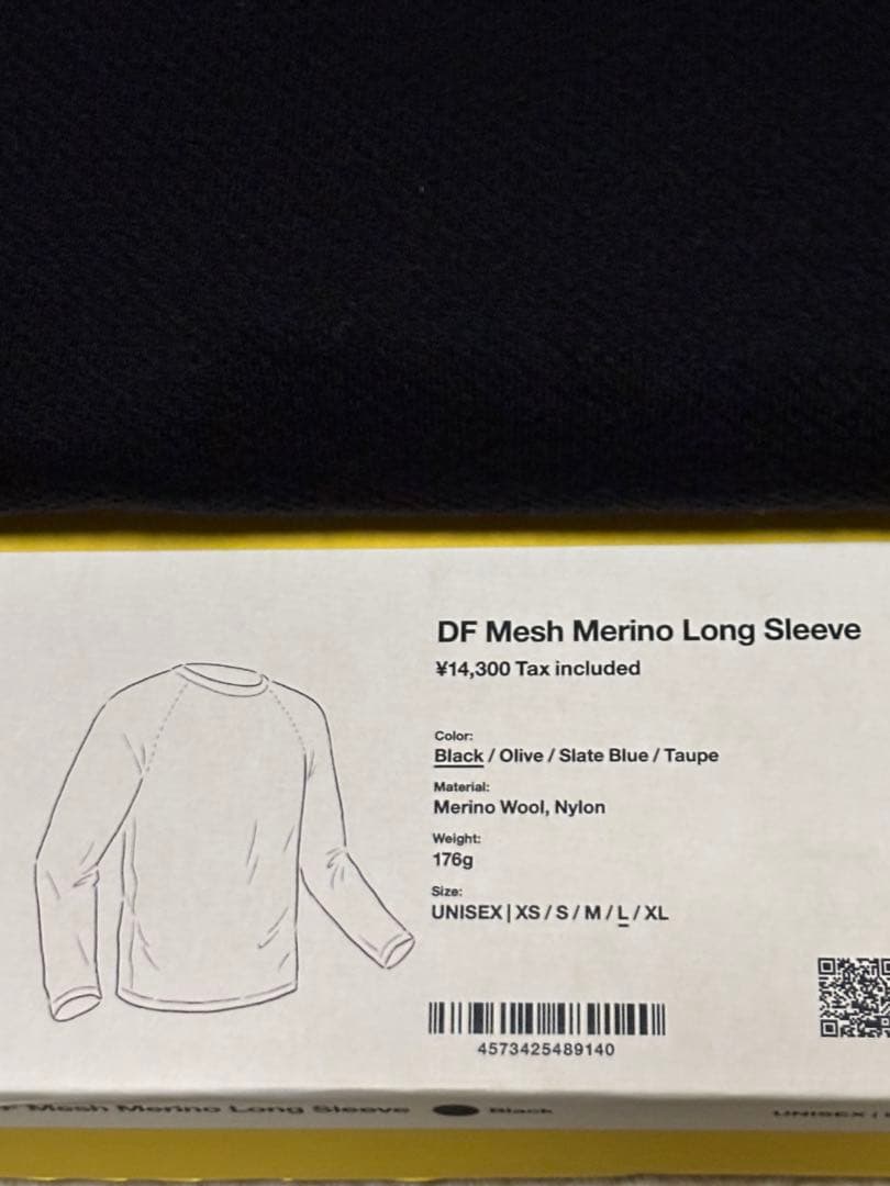 山と道DF Mesh Merino Long Sleeve ブラック Lサイズ