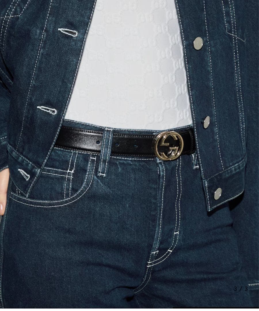 【最終値下げ】GUCCI ブラックレザー ベルト 65cm グッチ